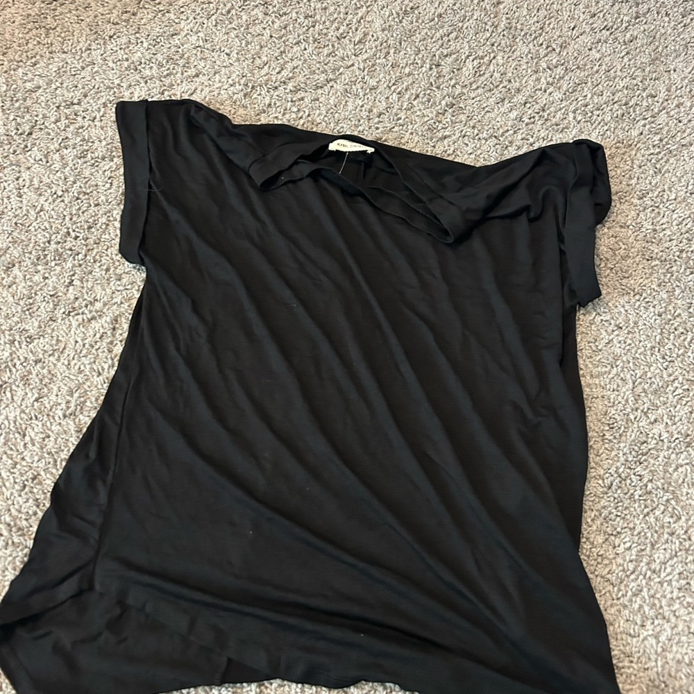 Gray Short Sleeve Asymmetrical Blouse with Peter Pan Collar